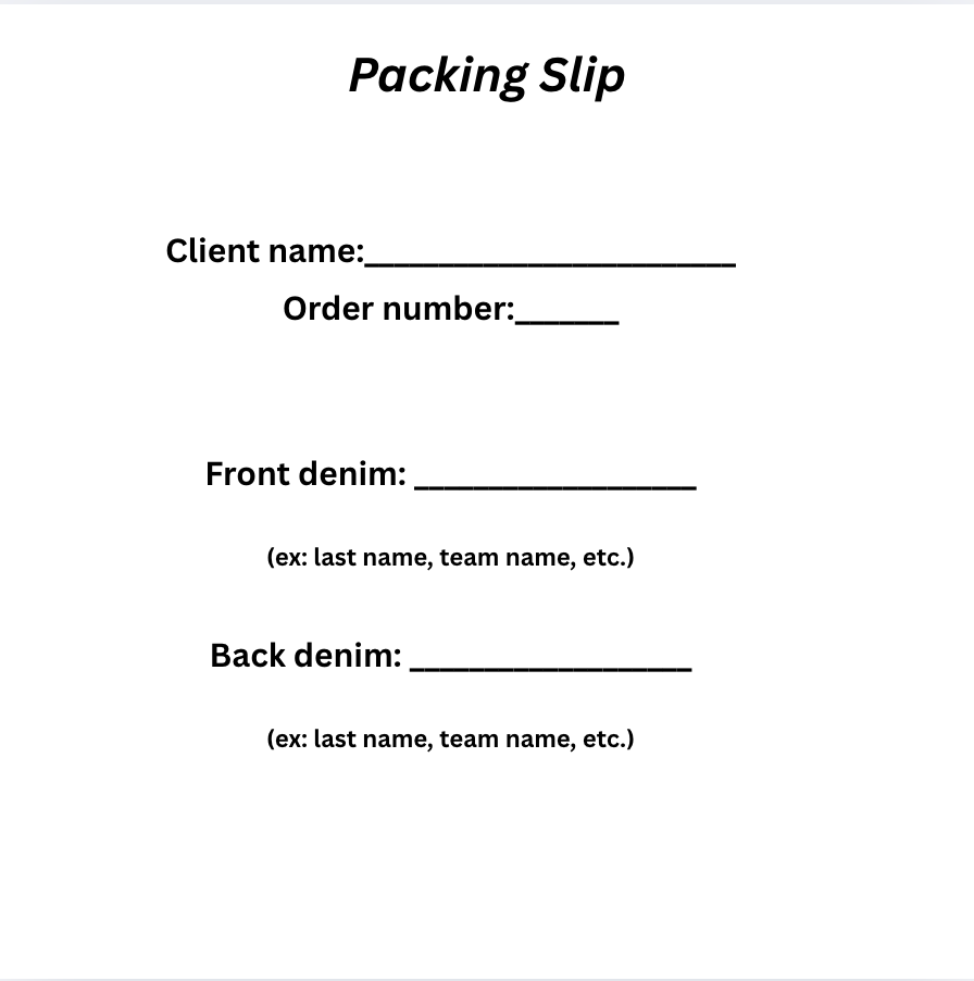 CUSTOMIZABLE GAMEDAY DENIM (MAIL-IN SERVICE)